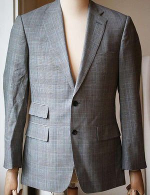 THOM SWEENEY CHECKED SLIM FIT WOOL THREE PIECE SUIT LARGE