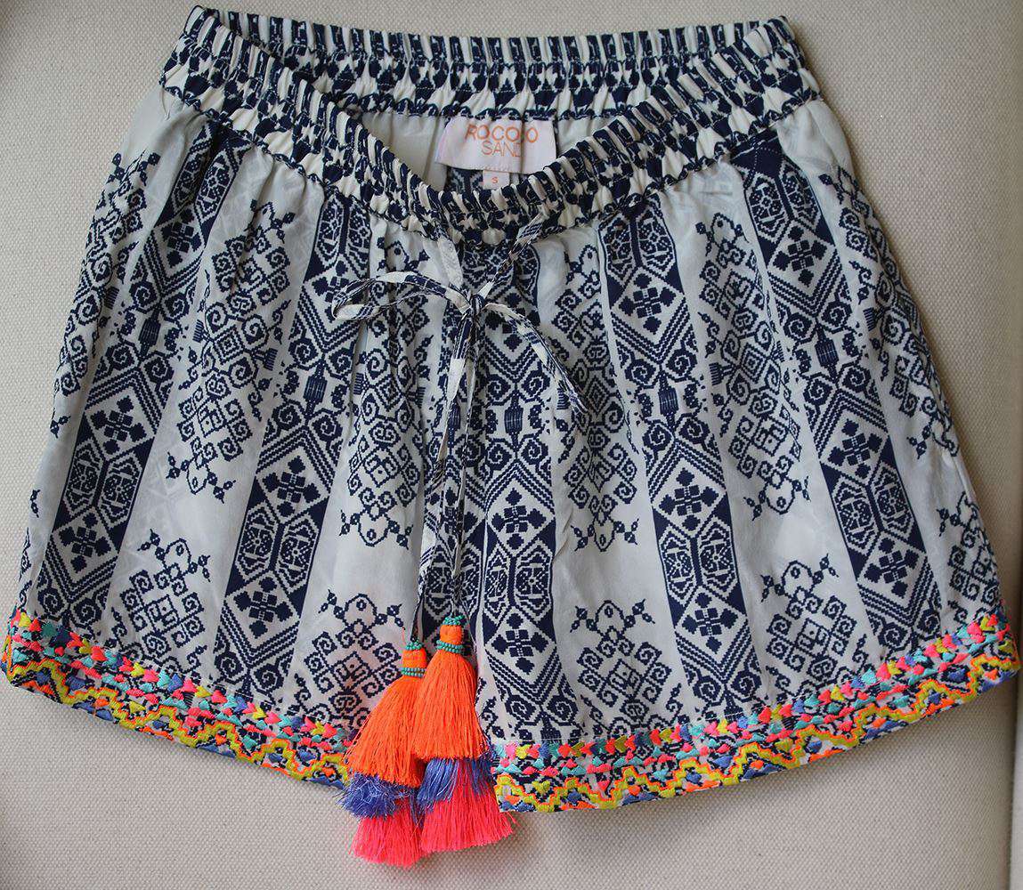 ROCOCO SAND EMBROIDERED SILK SHORTS SMALL