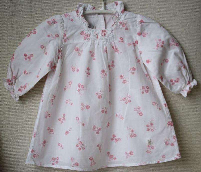 BABY DIOR PINK FLOWER WHITE COTTON DRESS 3 MONTHS
