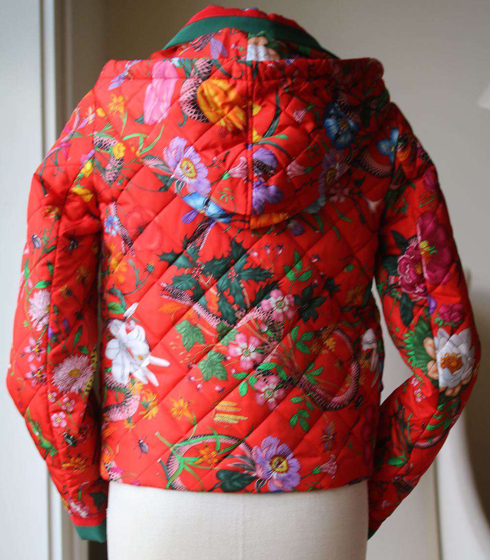 GUCCI FLORA SNAKE PRINTED QUILTED PARACHUTE JACKET IT 38 UK 6