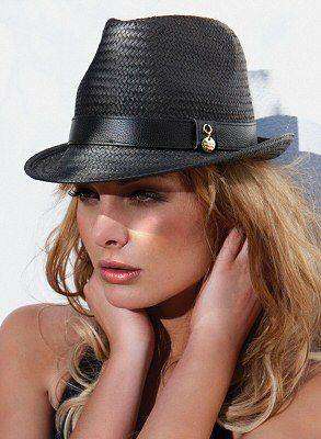 MELISSA ODABASH BLACK STRAW PANAMA HAT