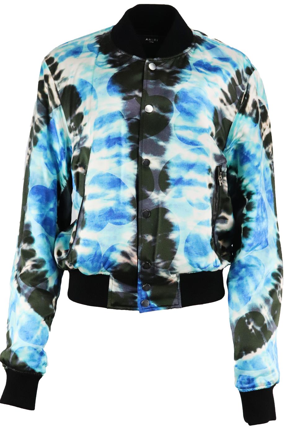 AMIRI PRINTED TIE DYED SILK BLEND BOMBER JACKET SMALL