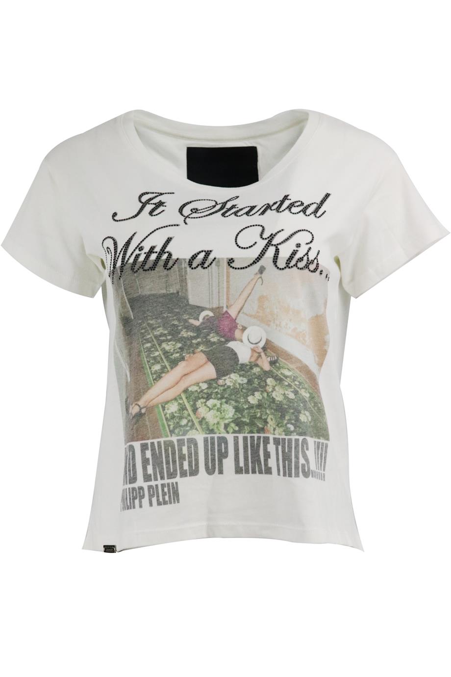 PHILIPP PLEIN EMBELLISHED COTTON JERSEY T-SHIRT XSMALL