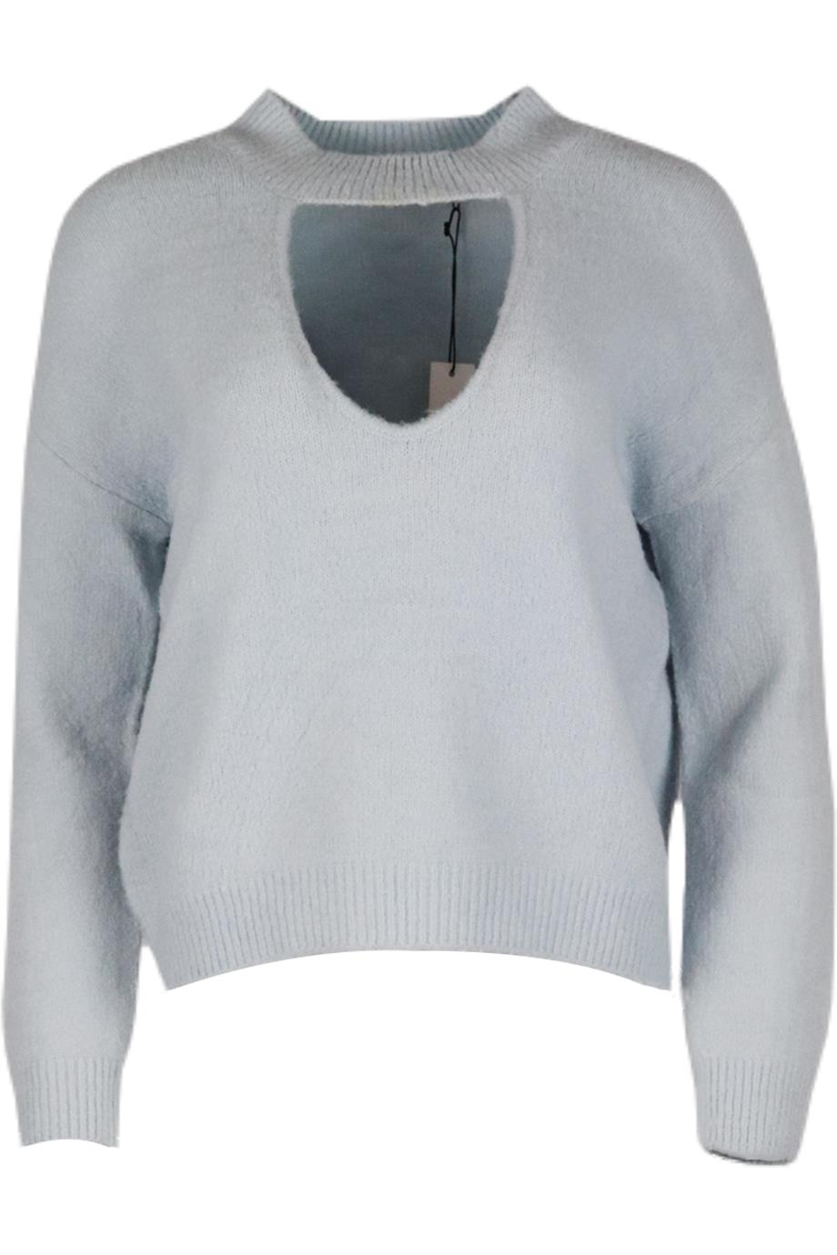 ONE GREY DAY CUTOUT BRUSHED KNITTED SWEATER SMALL