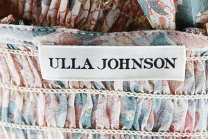 ULLA JOHNSON RUFFLED PRINTED SILK BLEND MINI DRESS US 4 UK 8