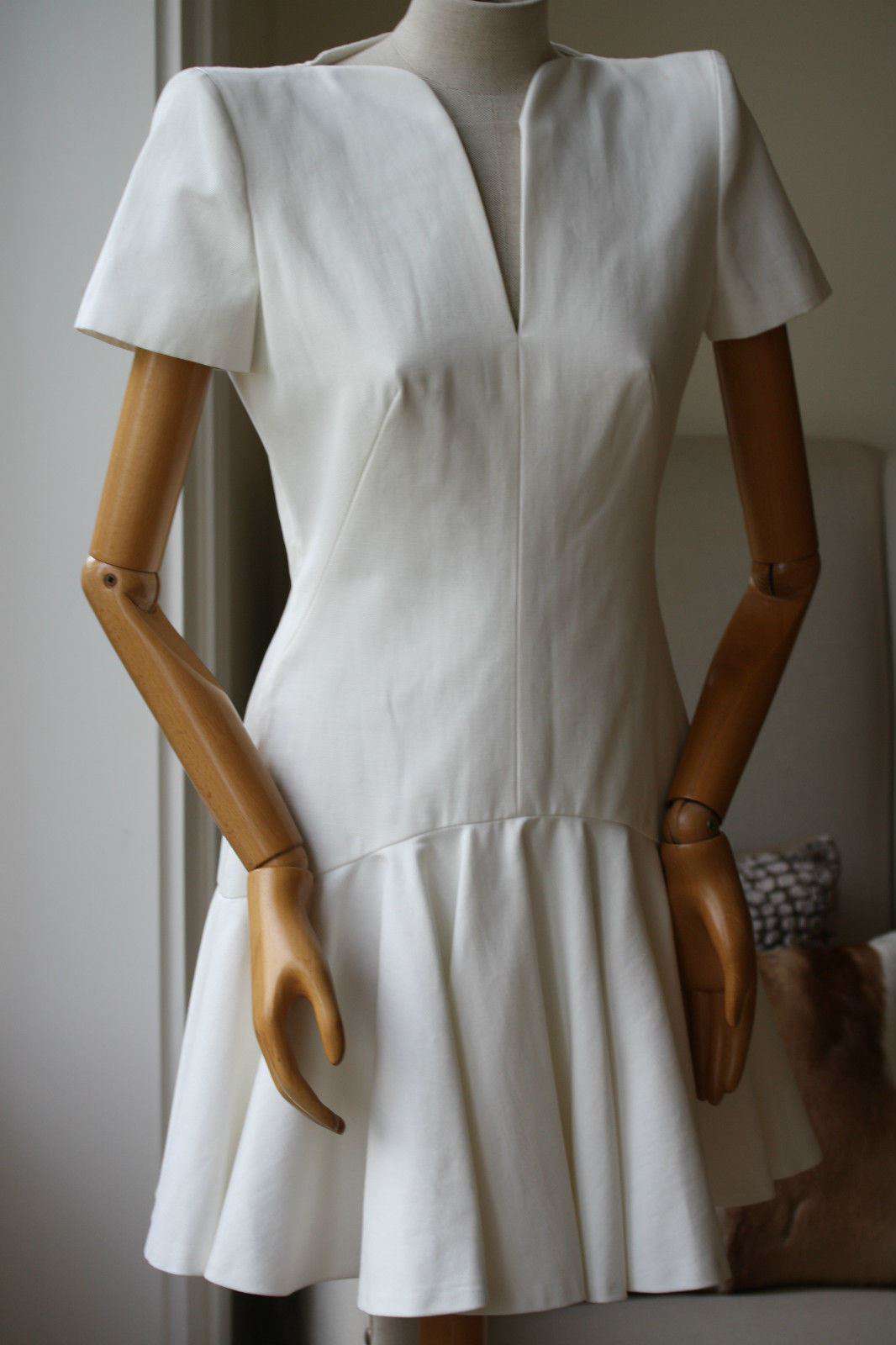 ALEXANDER MCQUEEN IVORY COTTON DRESS IT 42 UK 10