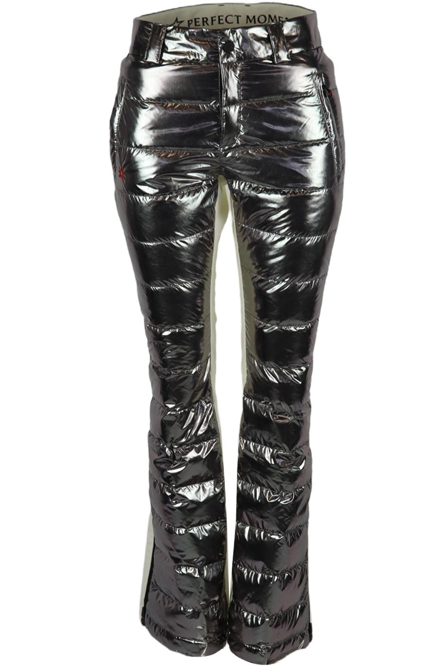 PERFECT MOMENT QUILTED PADDED METALLIC FLARED SKI PANTS SMALL