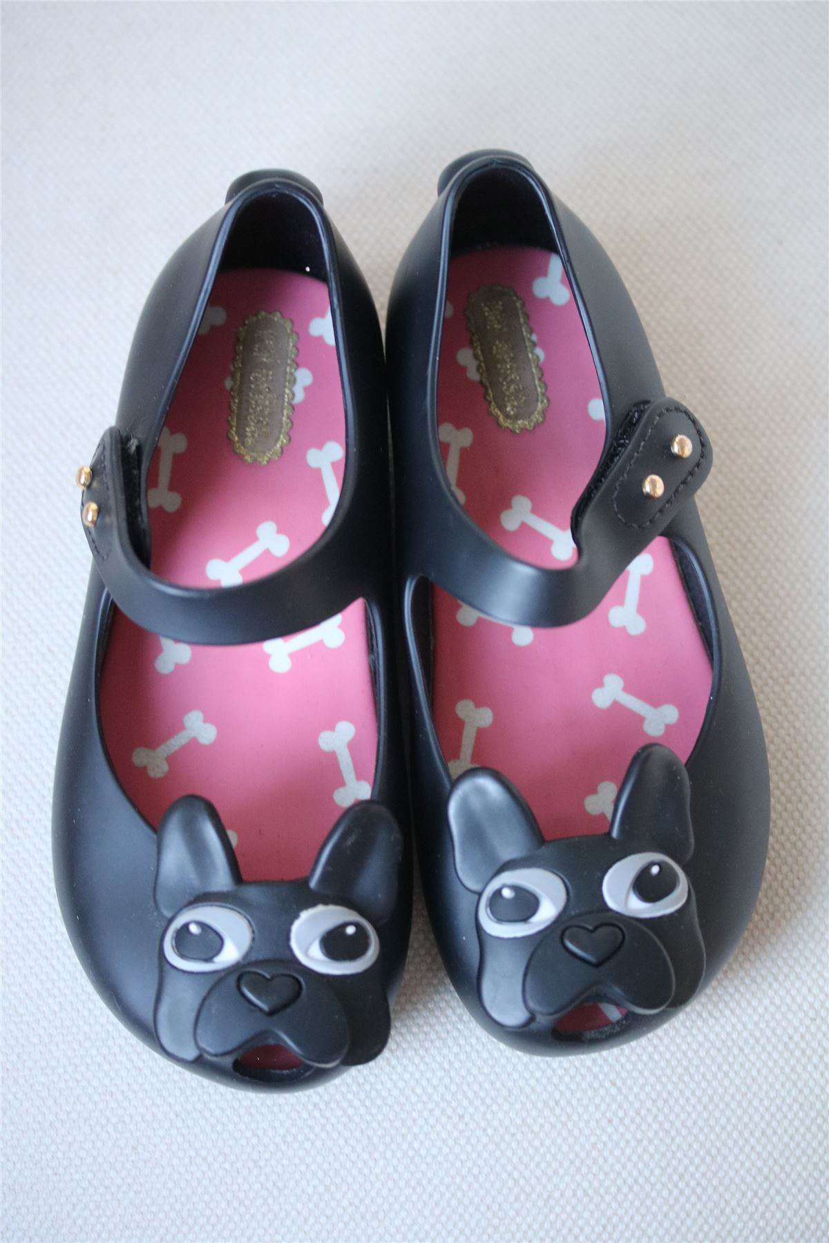 MINI MELISSA BLACK PUG JELLY SHOES EU 27 UK 9