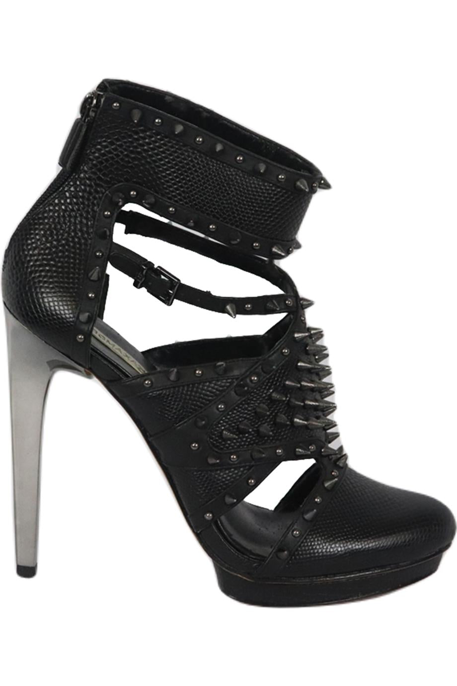 Christian Louboutin Cendre/Gunmetal Spiked Willetta 100 Ankle Boots Size  7.5/38 - Yoogi's Closet