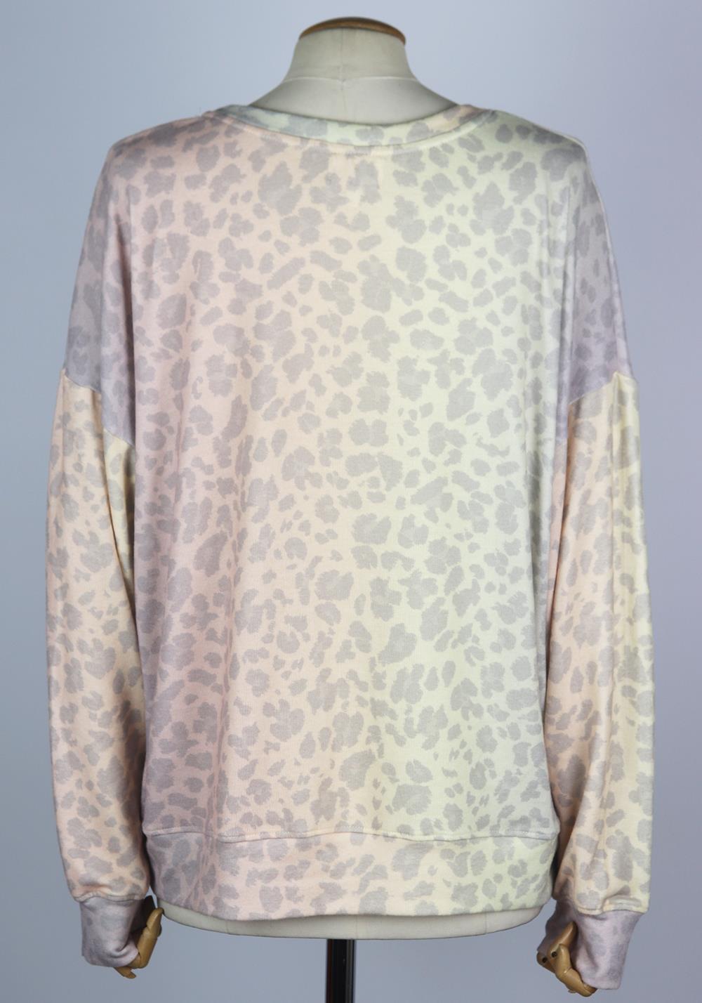 SUNDRY TIE DYED LEOPARD PRINT STRETCH JERSEY SWEATSHIRT UK 12