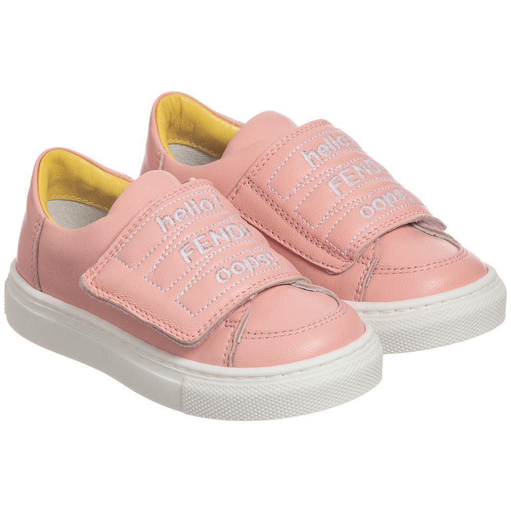 FENDI GIRLS PINK TEXT TRAINERS EU 24 UK 7