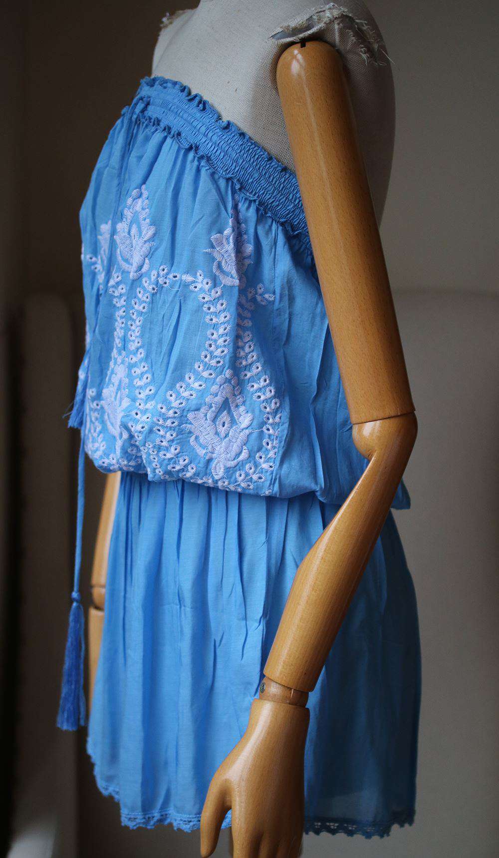 MELISSA ODABASH FRULEY CROCHET-TRIMMED EMBROIDERED DRESS SMALL