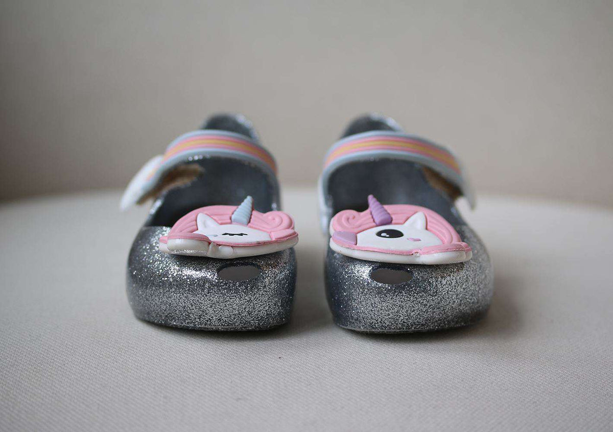 MINI MELISSA GIRLS UNICORN GLITTER JELLY SHOES EU 25/26 UK 8/9