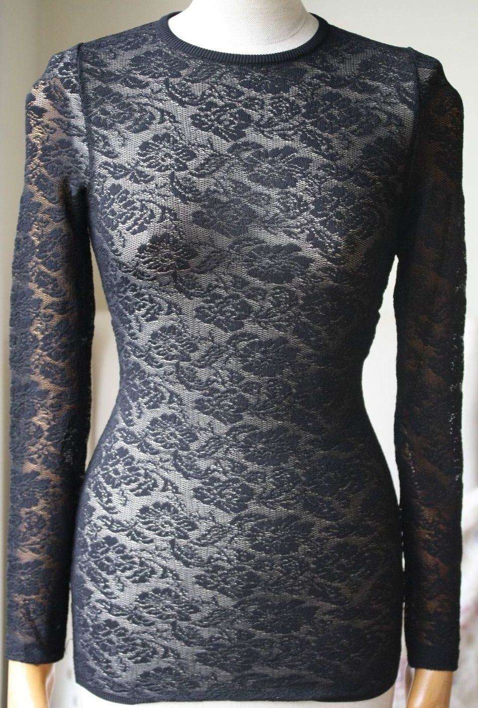 STELLA MCCARTNEY LACE LONG SLEEVE TOP IT 38 UK 6