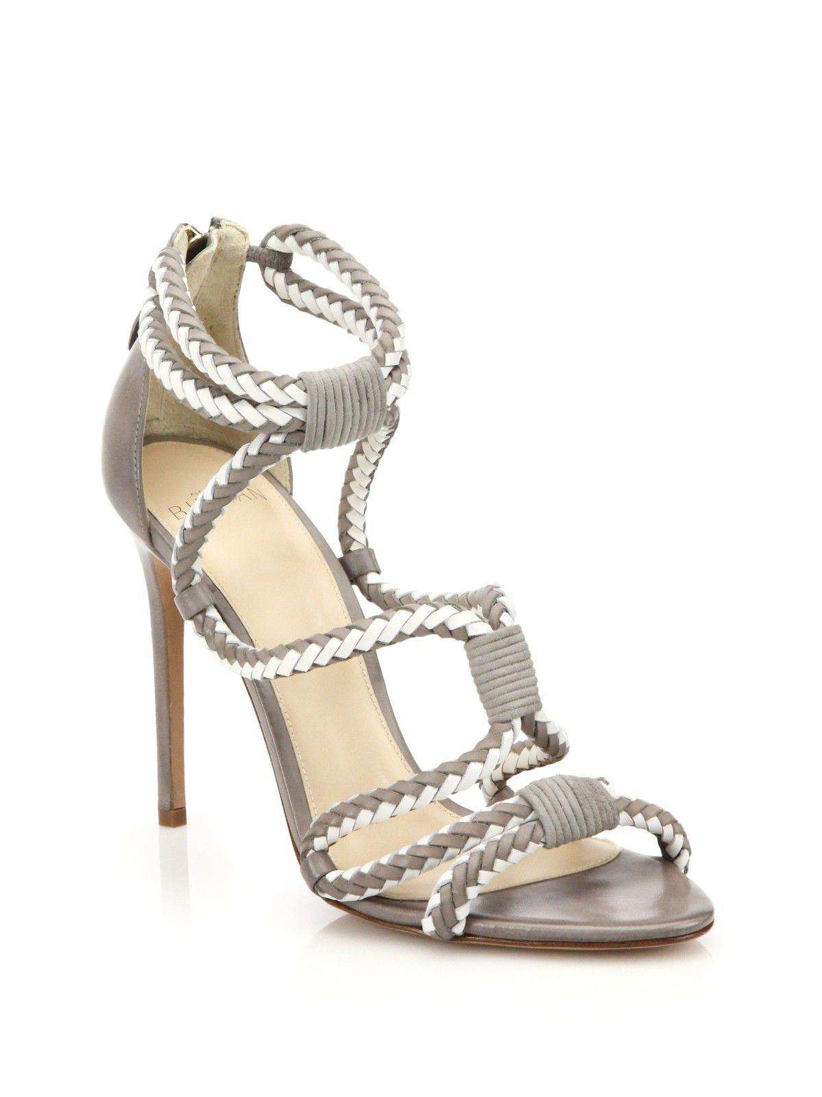 ALEXANDRE BIRMAN BRAIDED TWO-TONE SANDALS HEELS EU 38 UK 5 US 8