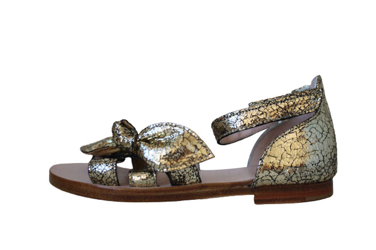 CHLOE GIRLS CRACKED GOLD LEATHER SANDALS EU 25 UK 8
