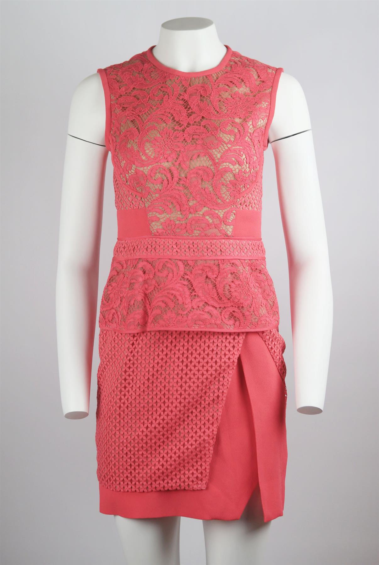 J.MENDEL LACE PANELLED COTTON BLEND MINI DRESS US 2 UK 6