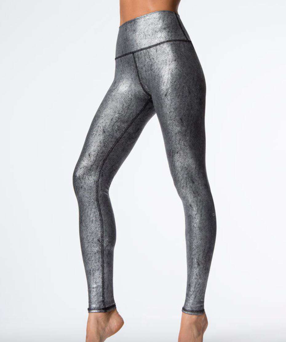 ALO YOGA HIGH-WAISTED AIRBRUSH METALLIC LEGGINGS XSMALL