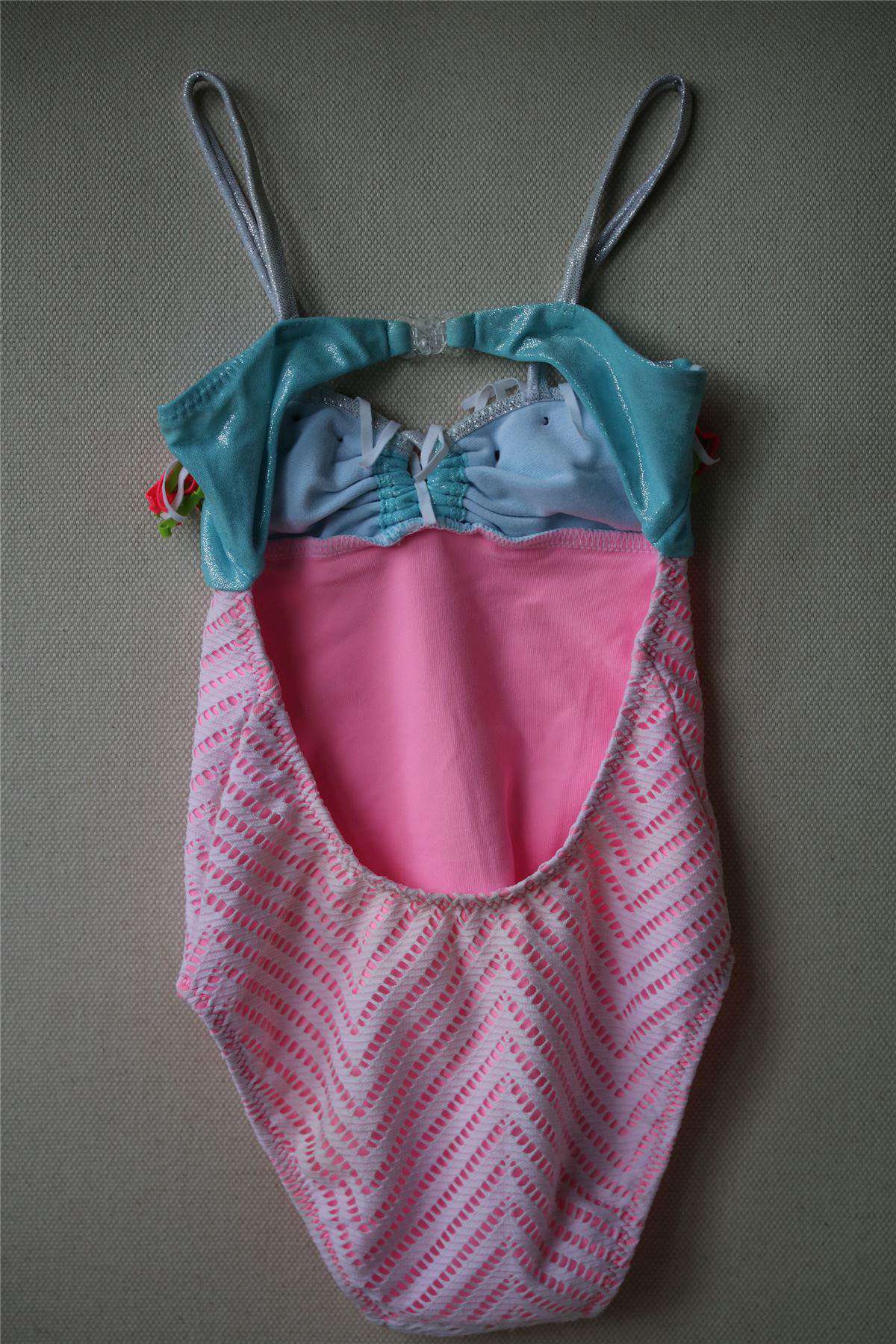 PATE DE SABLE GIRLS PINK FRINGED SWIMSUIT 4 YEARS