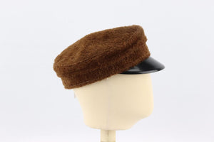 RUSLAN BAGINSKIY LEATHER TRIMMED FAUX FUR CAP