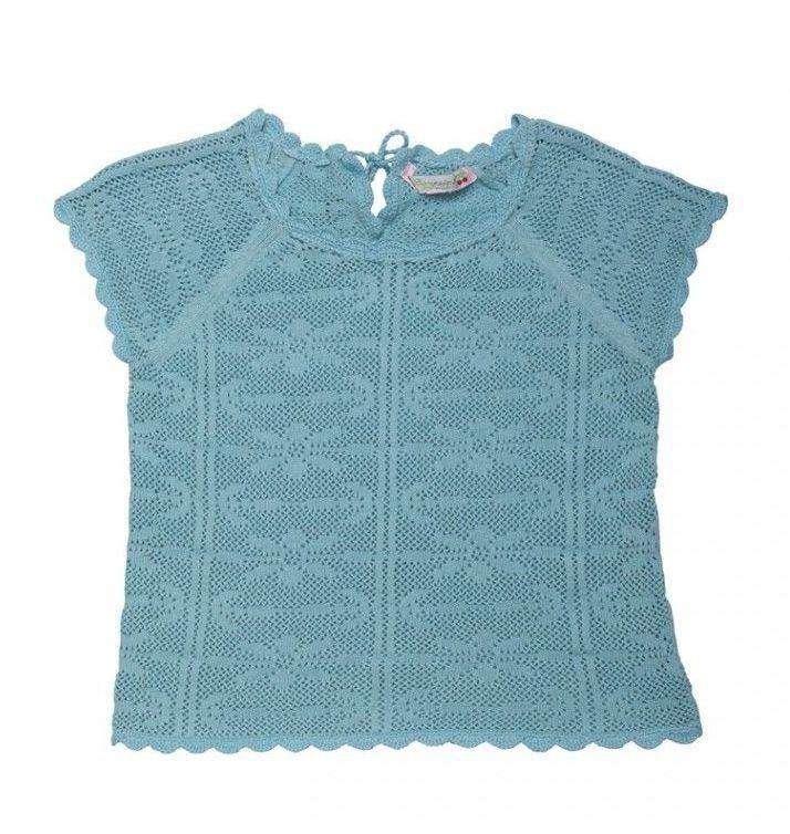 BONPOINT BABY CROCHET AQUA BLUE SWEATER TOP 3 YEARS