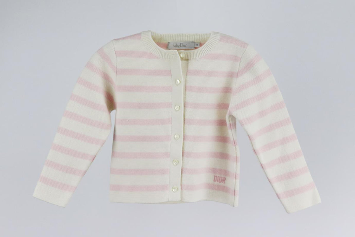 CHRISTIAN DIOR BABY GIRLS STRIPED CASHMERE BLEND CARDIGAN 18 MONTHS