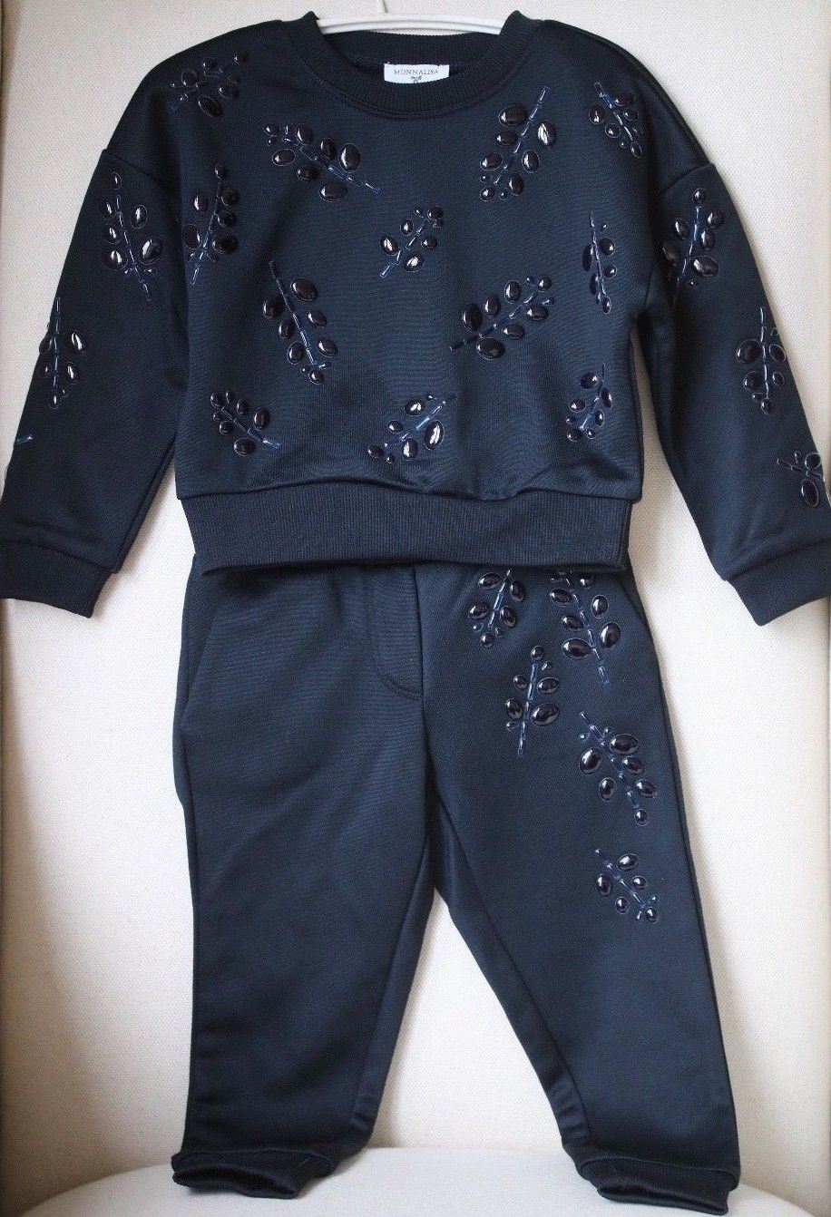 MONNALISA GIRLS BLACK EMBELLISHED TRACKSUIT 3 YEARS