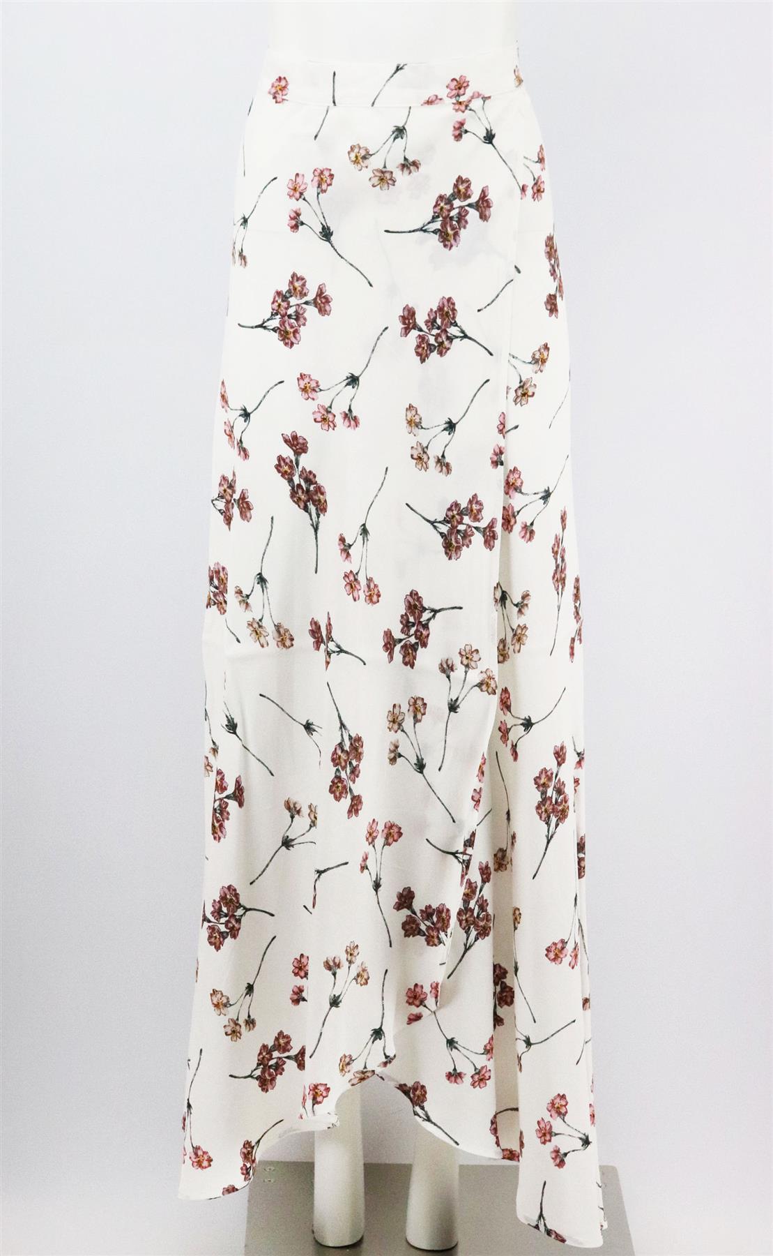 FLYNN SKYE WRAP EFFECT FLORAL PRINT CREPE MAXI SKIRT SMALL