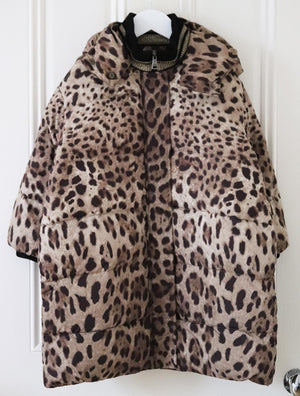 DOLCE AND GABBANA KIDS GIRLS LEOPARD DOWN PADDED COAT 4 YEARS