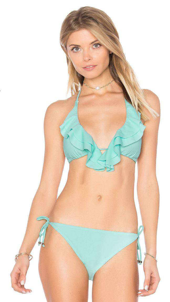 SHOSHANNA RUFFLE HALTER TRIANGLE BIKINI MEDIUM