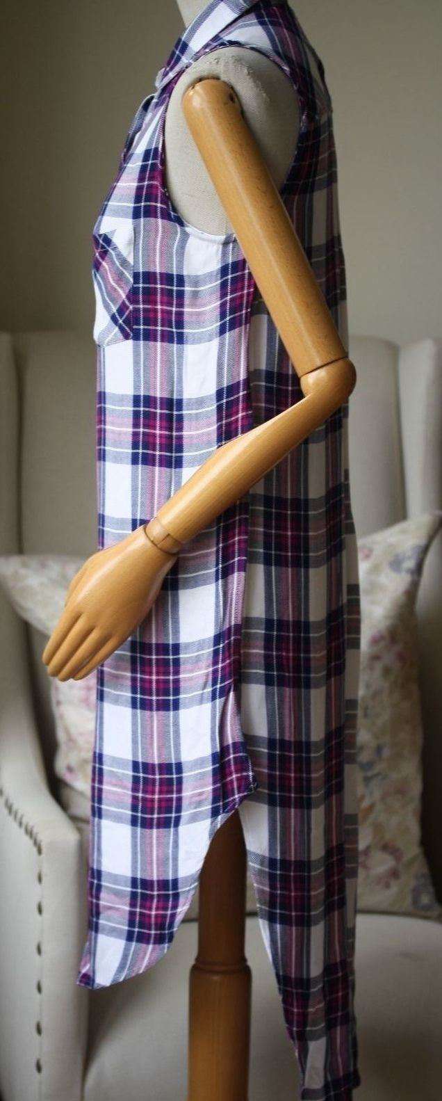 RAILS JORDYN PLAID SLEEVELESS HIGH-LOW SHIRT TUNIC DRESS MEDIUM