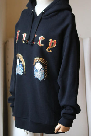 GUCCI SEQUIN EMBELLISHED COTTON JERSEY HOODIE MEDIUM