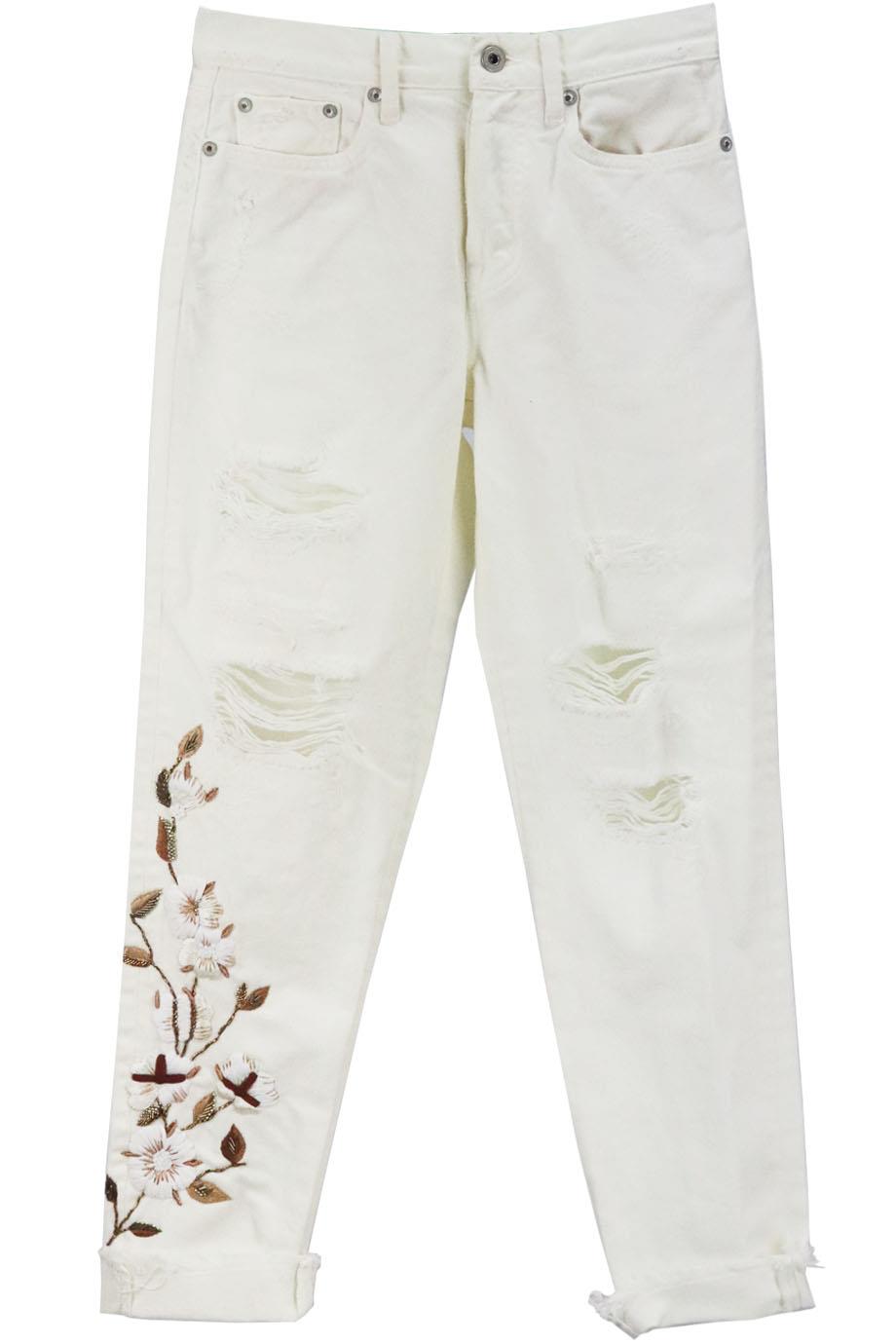 OFF-WHITE C/O VIRGIL ABLOH EMBELLISHED MIDI RISE BOYFRIEND JEANS W25 UK 6/8