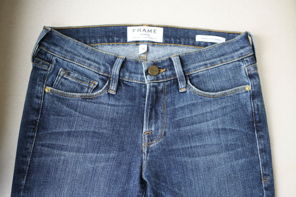 FRAME LE SKINNY DE JEANNE SEVILLE DISTRESSED JEANS W25 UK 6/8