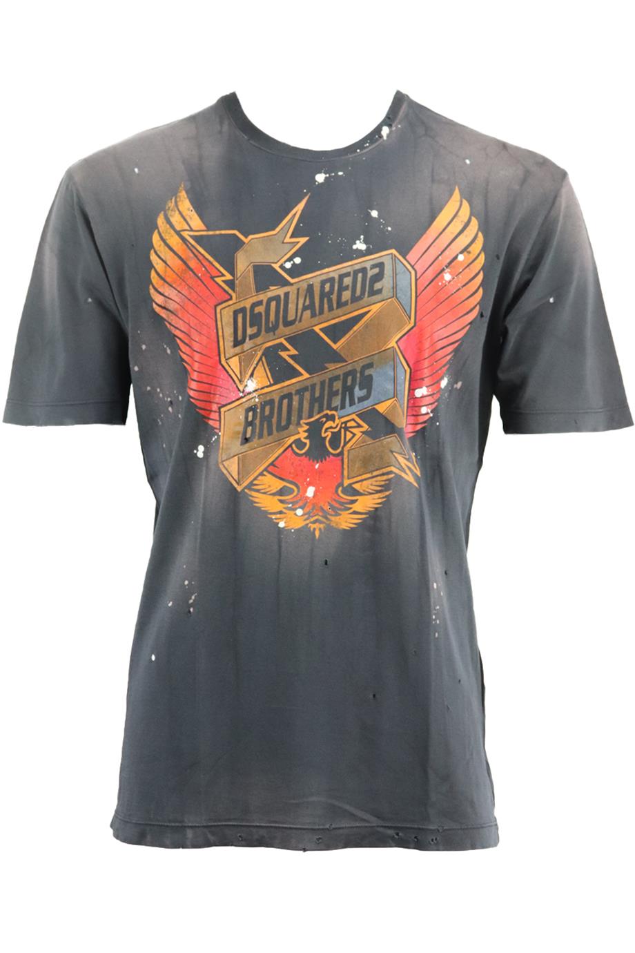 DSQUARED2 MEN'S PRINTED COTTON JERSEY T-SHIRT LARGE