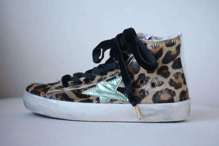 GOLDEN GOOSE DELUXE BRAND KIDS FRANCY LEOPARD TRAINERS EU 28 UK 10