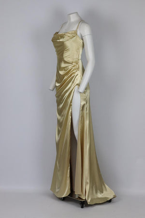 TO THE NINES OPEN BACK DRAPED SATIN GOWN UK 10