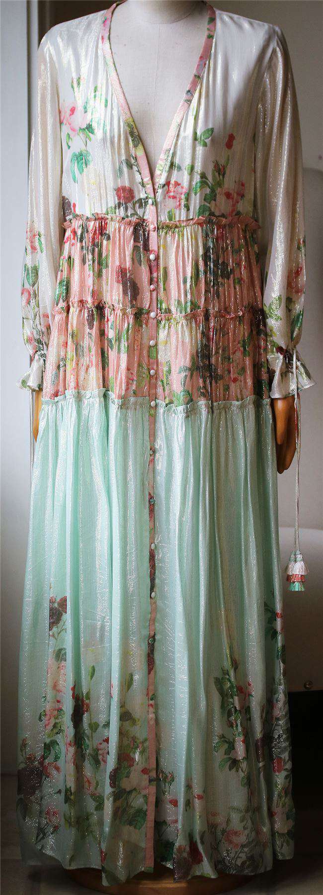 ROCOCO SAND RUCHED LONG DRESS LARGE