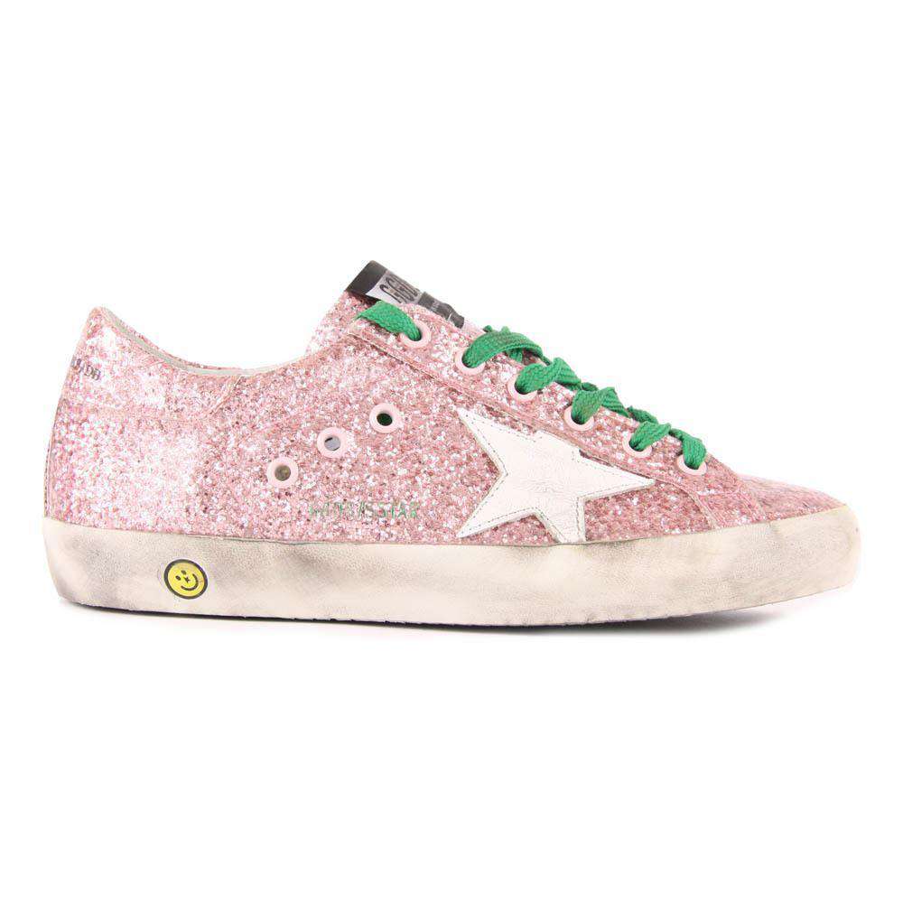 GOLDEN GOOSE DELUXE BRAND SUPERSTAR KIDS PINK GLITTER TRAINERS EU 27 UK 9