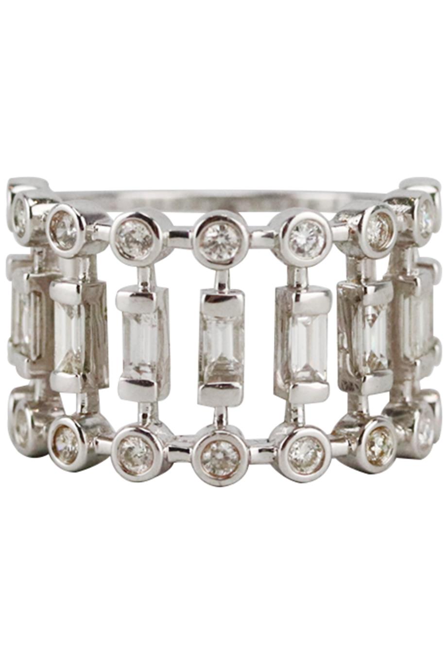 SHAY ILLUSION 18K WHITE GOLD AND MIXED DIAMOND RING 16.5 MM