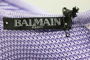 BALMAIN MESH PANELLED RIBBED KNIT MINI DRESS FR 42 UK 14