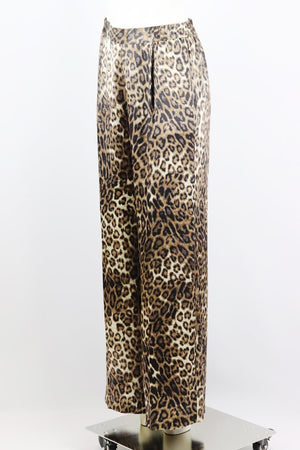NILI LOTAN LEOPARD PRINT SILK PANTS SMALL