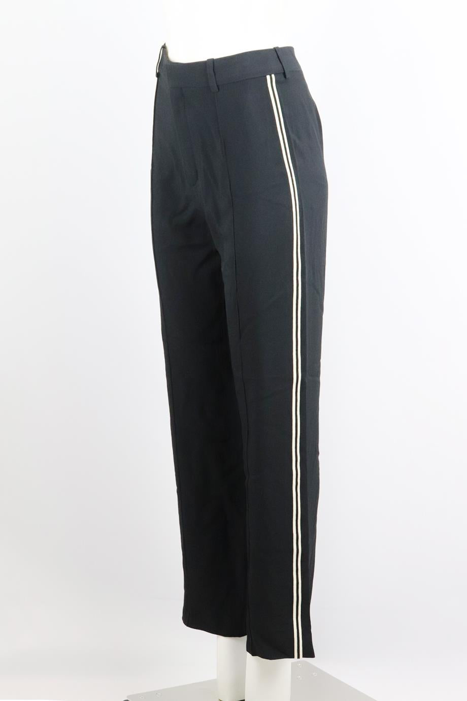 CHLOÉ STRIPED CREPE STRAIGHT LEG PANTS FR 36 UK 8