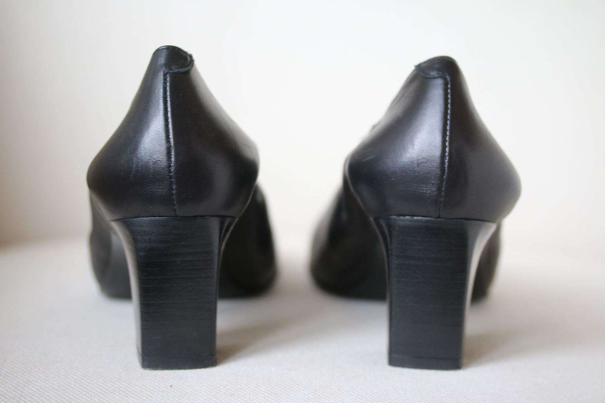 ROBERT CLERGERIE BLOCK HEEL LEATHER PUMPS EU 39.5 UK 6.5 US 9.5