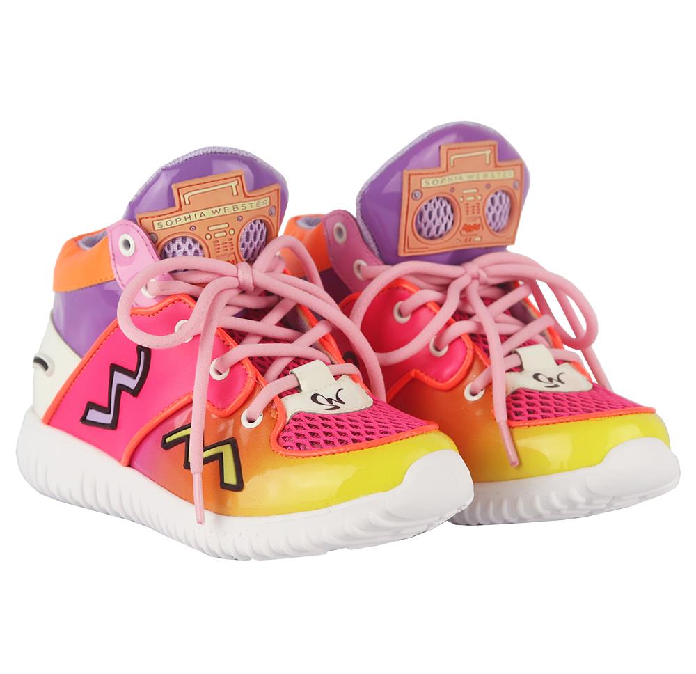 SOPHIA WEBSTER KIDS GIRLS BOOMBOX LEATHER SNEAKERS EU 31 UK 12