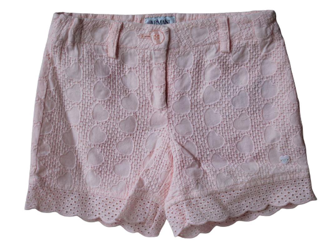 ARMANI JUNIOR GIRLS PINK BRODERIE ANGLAISE SHORTS 3 YEARS