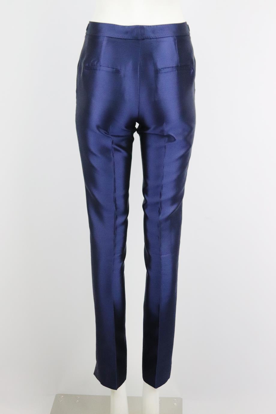 GABRIELA HEARST SILK AND WOOL BLEND STRAIGHT LEG PANTS IT 40 UK 8