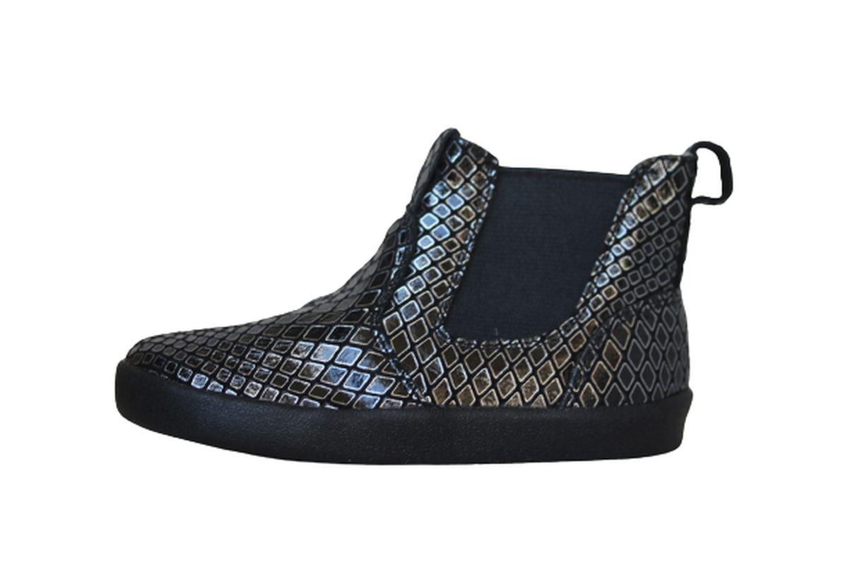 OLD SOLES GIRLS BLACK & SILVER BOOTS EU 25 UK 8