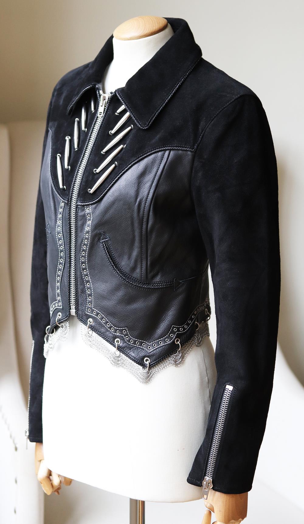 ALEXANDER WANG CROPPED SUEDE AND LEATHER JACKET SMALL