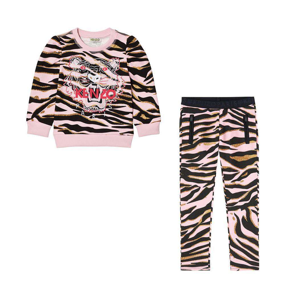 KENZO KIDS GIRLS ZEBRA PRINT COTTON TRACKSUIT 5 YEARS
